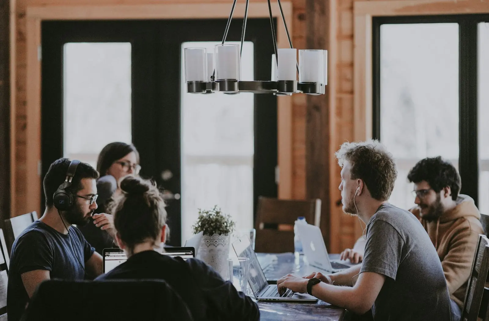 A team working together around a table